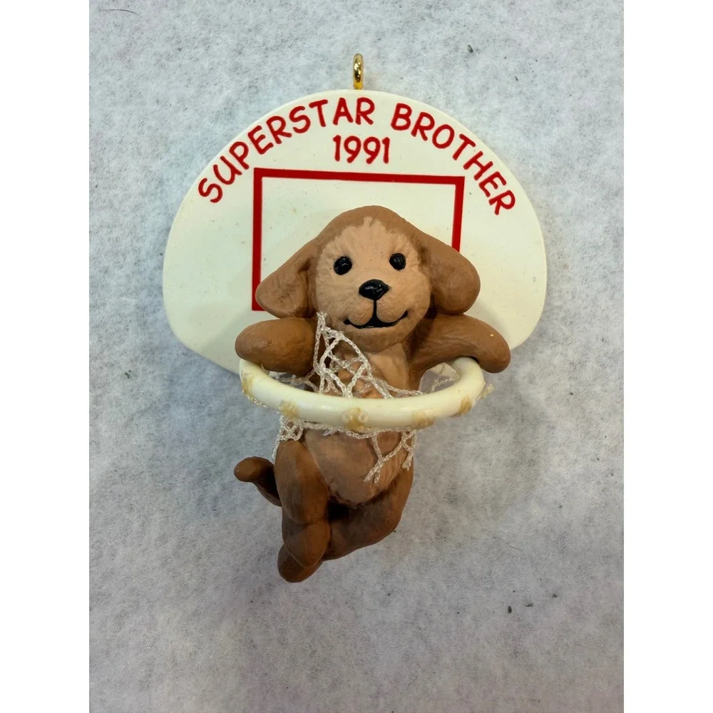 Hallmark Keepsake Ornament 1991 Superstar Brother Puppy Basketball QX547-9 VTG